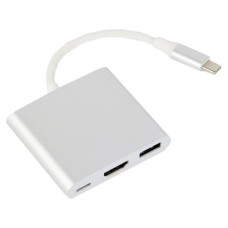Адаптер-перехідник Cablexpert A-CM-HDMIF-02-SV USB-C на HDMI/USB 3.0/USB-C